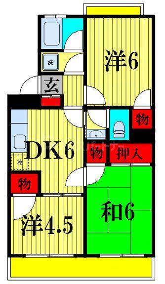 レジデンス弐番館(3DK/2階)の間取り写真