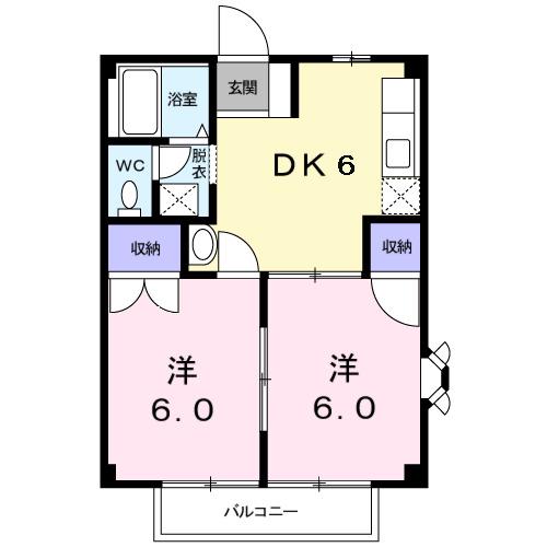 アルシオネ(2DK/1階)の間取り写真