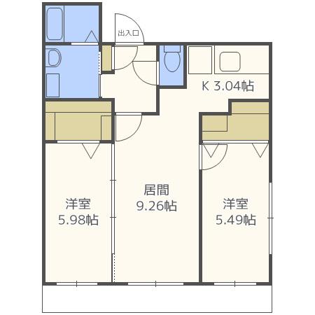 GARDEN TERRACE 4C ガーデンテラス(2LDK/4階)の間取り写真