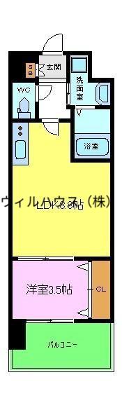 レクシア堺東(1LDK/10階)の間取り写真