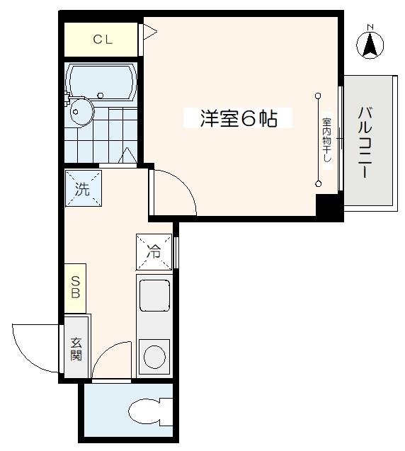 スカイパーク(1K/2階)の間取り写真