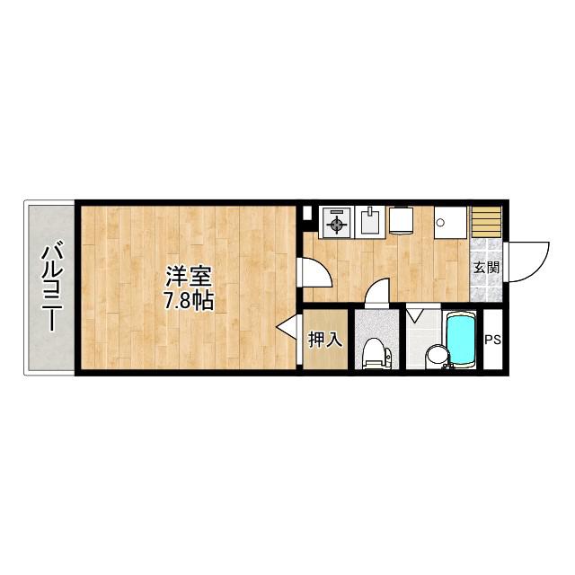 もみじハイツ(1DK/3階)の間取り写真