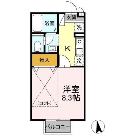 プリマベーラB(1K/2階)の間取り写真