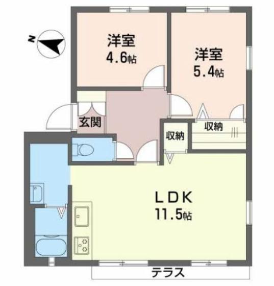 フレグランス高松(2LDK/2階)の間取り写真