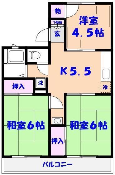 市川メゾンポワール(3K/1階)の間取り写真
