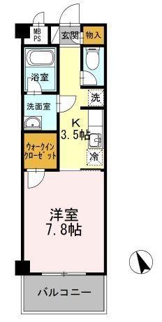二子レジデンス(1K/3階)の間取り写真