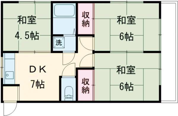 サンシャインハイツ(3DK/2階)の間取り写真