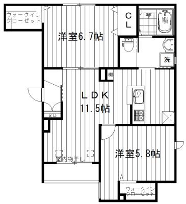 LUXE HIGASHINAKANO(2LDK/1階)の間取り写真
