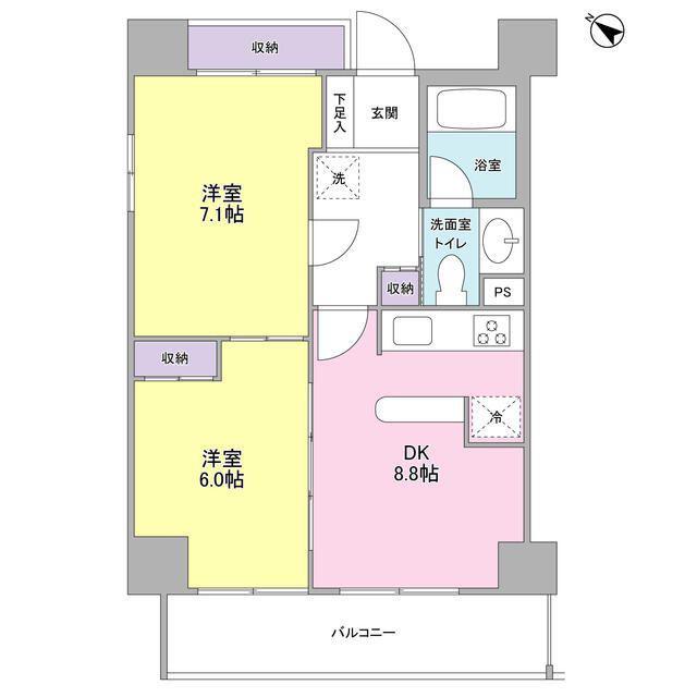 プロスペクト西巣鴨(2DK/8階)の間取り写真