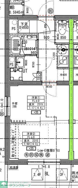 ラヴィエール住吉駅前(2K/4階)の間取り写真