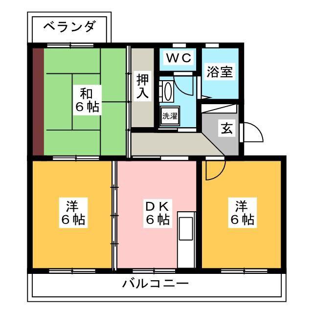 トレジャーユアセルフ(3DK/1階)の間取り写真