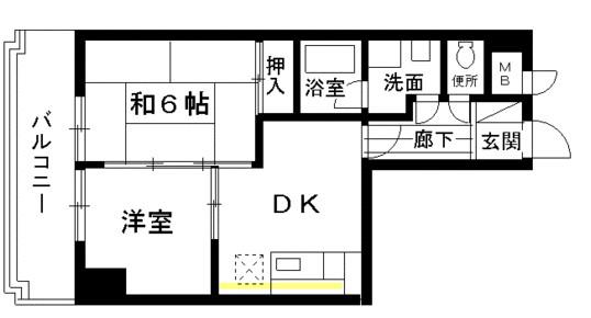 レジデンス泉(2DK/6階)の間取り写真