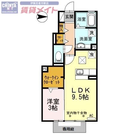 グレイスアベニュー北谷(1LDK/1階)の間取り写真