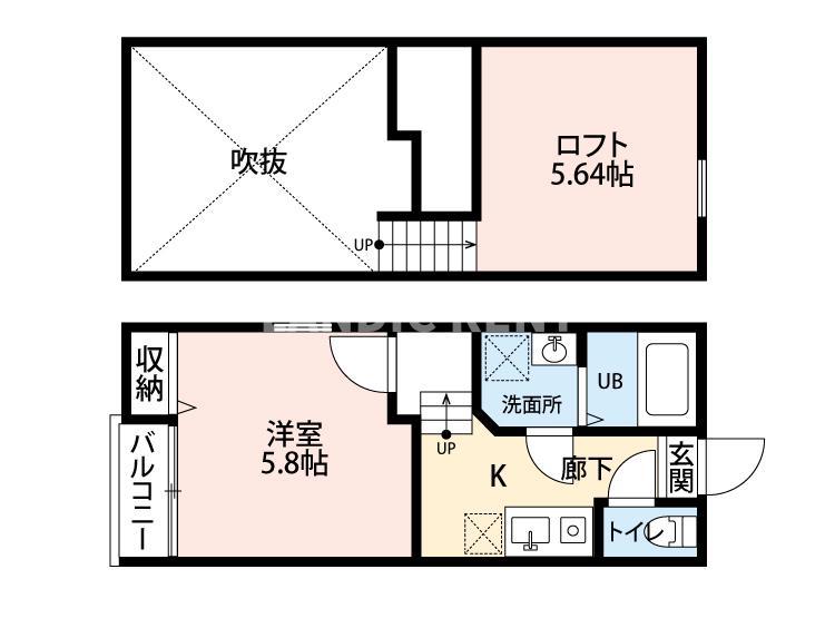 EFIL-DII(1K/2階)の間取り写真