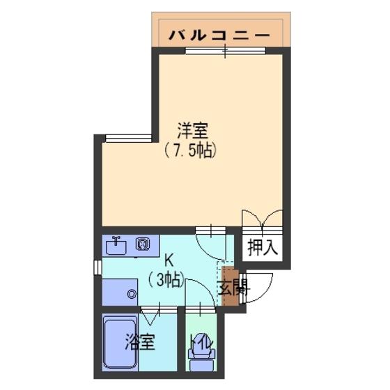 ヘルメス568(1K/3階)の間取り写真