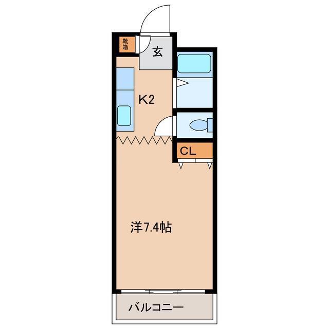荏名ハイツ(1K/2階)の間取り写真