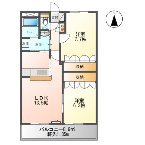 プロニティ21(2LDK/2階)の間取り写真