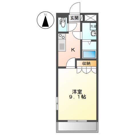 ボザール峯(1K/1階)の間取り写真