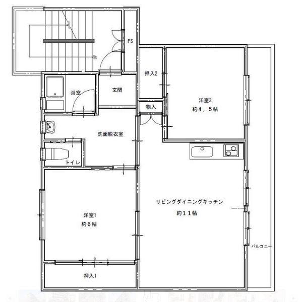 ビレッジハウス小羽山第二(3LDK/5階)の間取り写真