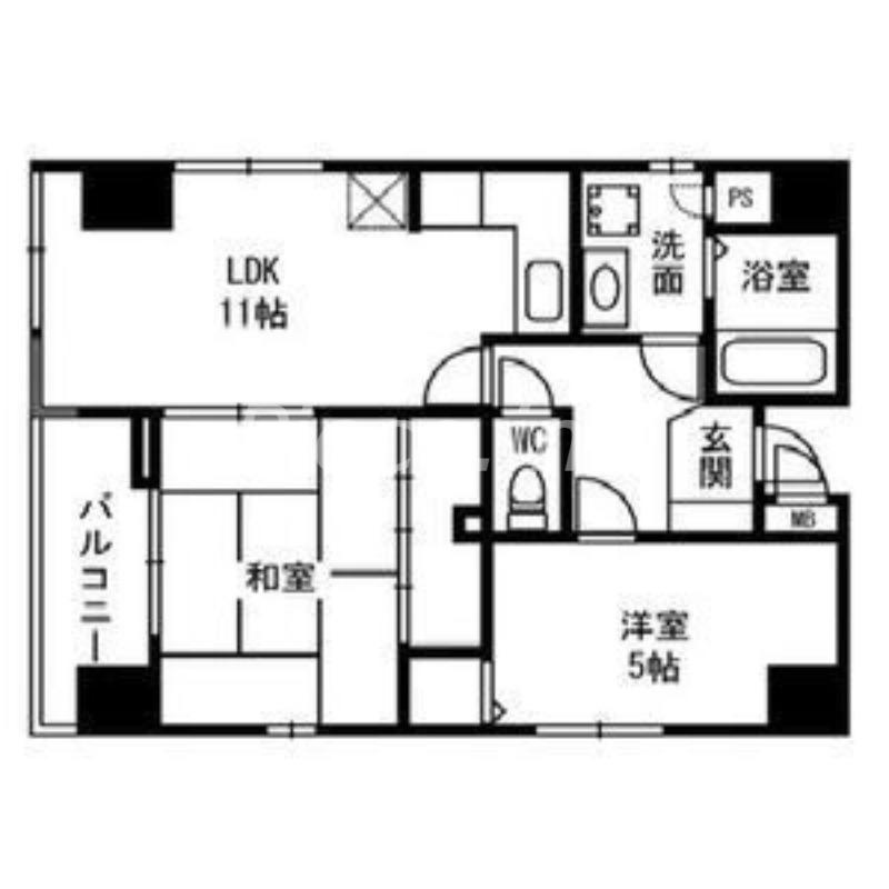 LOFTY上町(2LDK/10階)の間取り写真