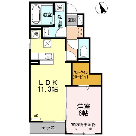 サウススクエア2番館(1LDK/1階)の間取り写真