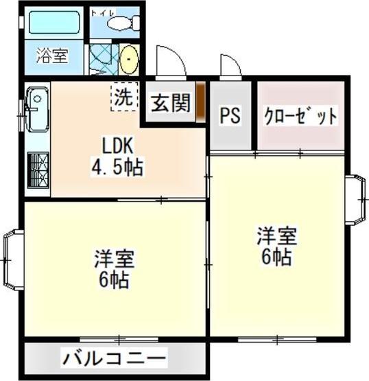 メゾン川崎(2DK/3階)の間取り写真