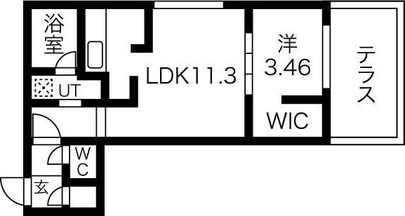 パーチェ円山裏参道(1LDK/1階)の間取り写真