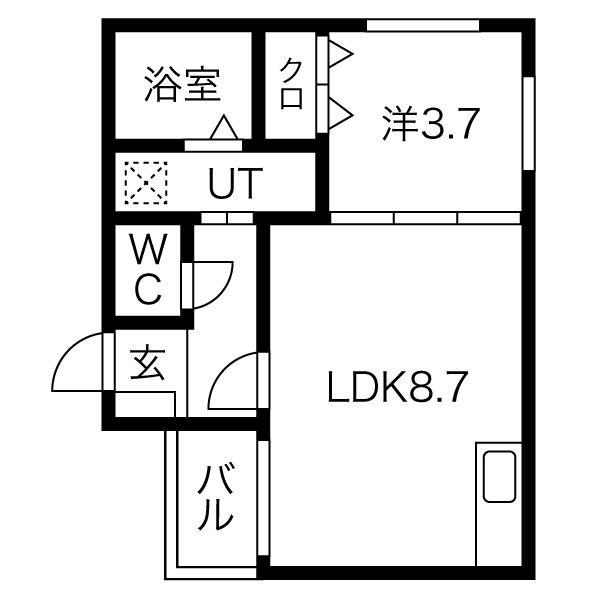 FERIO平安通(1LDK/3階)の間取り写真