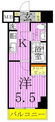 AZEST北千住(1K/5階)の間取り写真