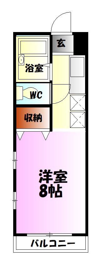 ベルシオン丸久B棟(1K/1階)の間取り写真