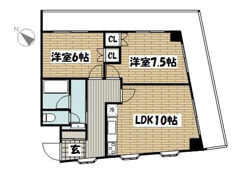 ラネージュ小石川(2LDK/2階)の間取り写真