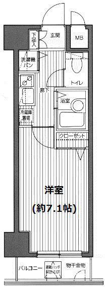 ガラステージ麻布十番(1K/7階)の間取り写真