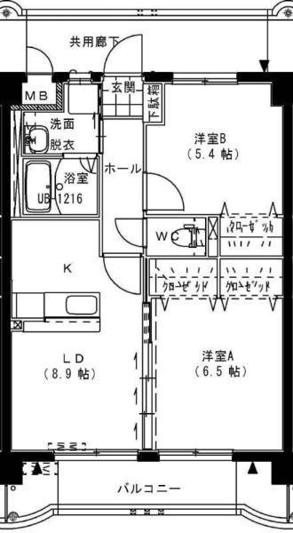 アンソレイエ B(2LDK/1階)の間取り写真