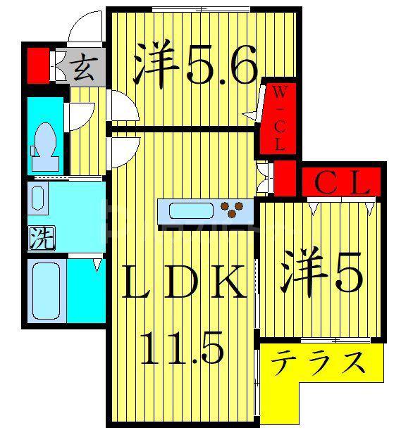 シエンプレ(2LDK/1階)の間取り写真