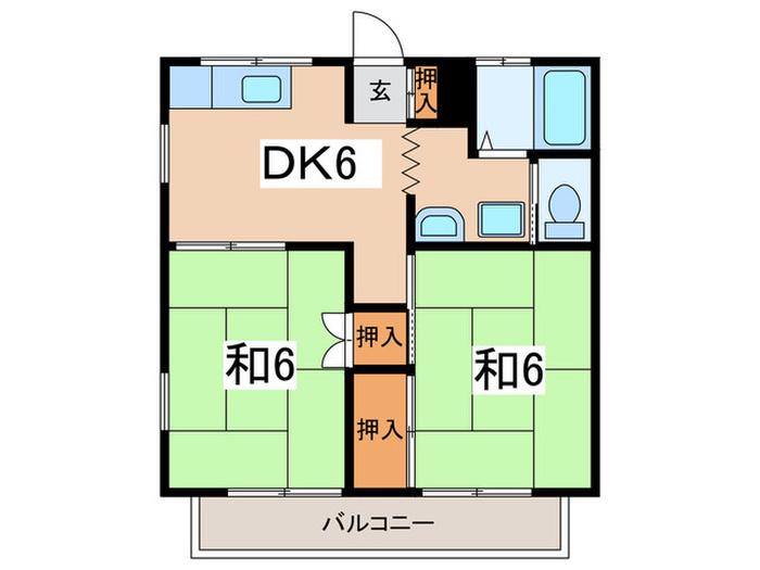 セブンハイム(2DK/1階)の間取り写真