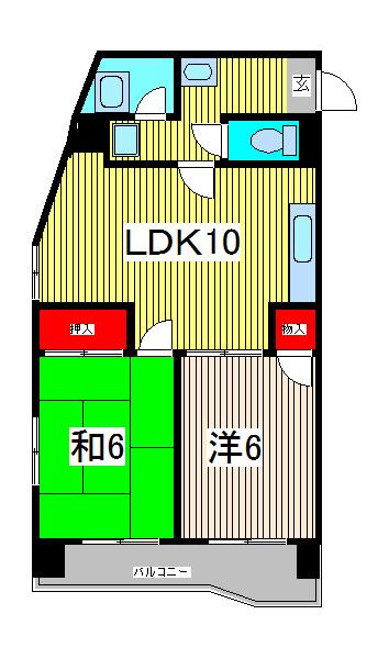キャニオンマンション第一川口(2LDK/2階)の間取り写真