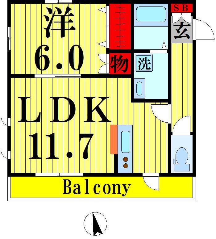 ラネージュ(1LDK/3階)の間取り写真