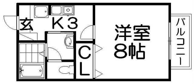 コンフォートビレッジ A棟(1K/2階)の間取り写真
