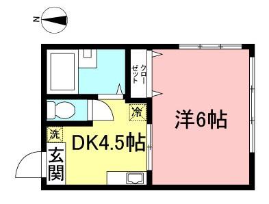 第2白王ハイツ(1DK/1階)の間取り写真