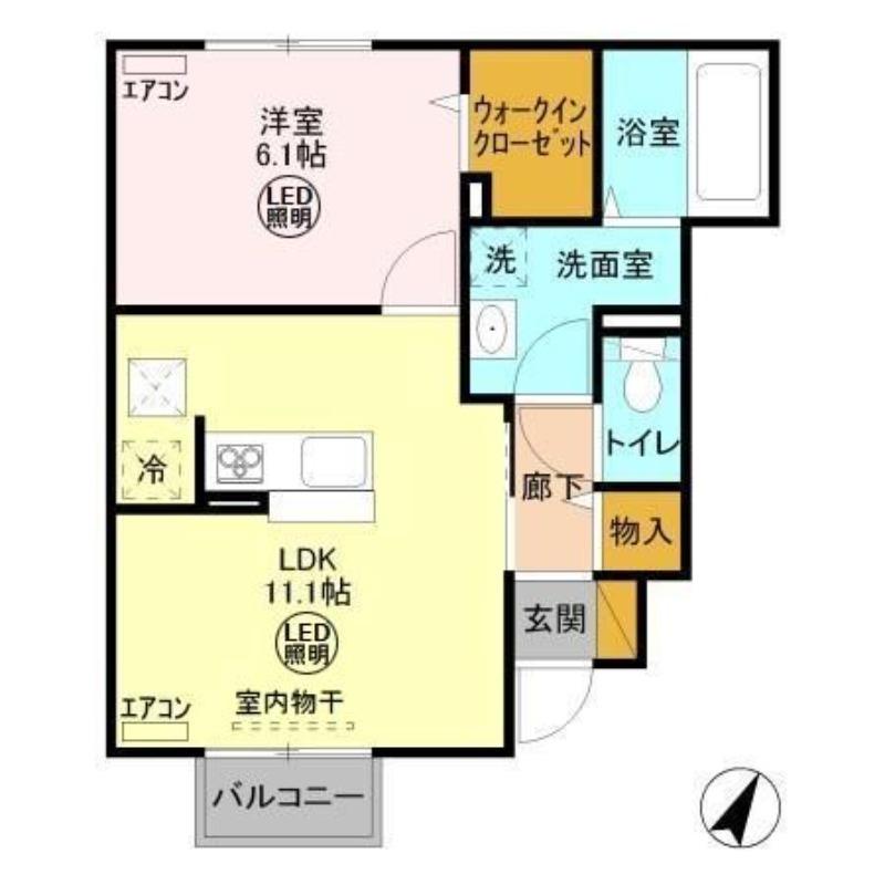 グラマードマレVI(1LDK/1階)の間取り写真