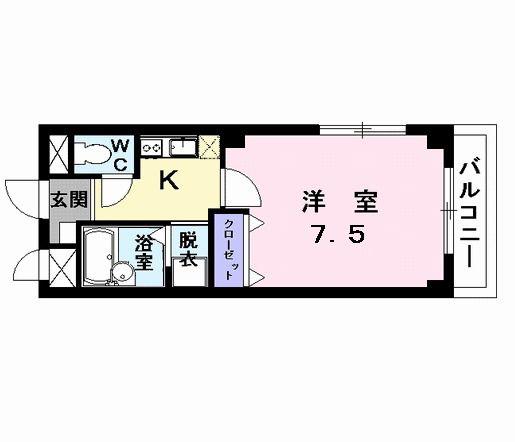 ラゼル山王II(1K/1階)の間取り写真