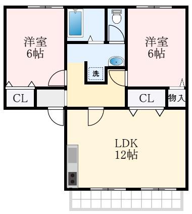 パークハイム南花田C棟(2LDK/1階)の間取り写真