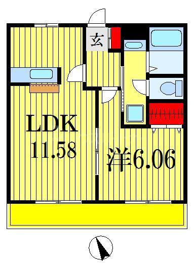 グレイス・ササ(1LDK/3階)の間取り写真