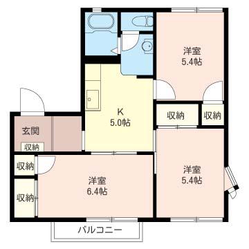 ハイツ吉田(3K/2階)の間取り写真