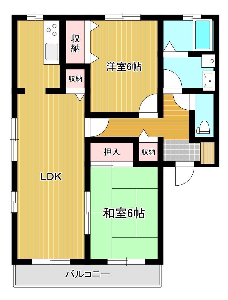 フォブール宮浦(2LDK/1階)の間取り写真
