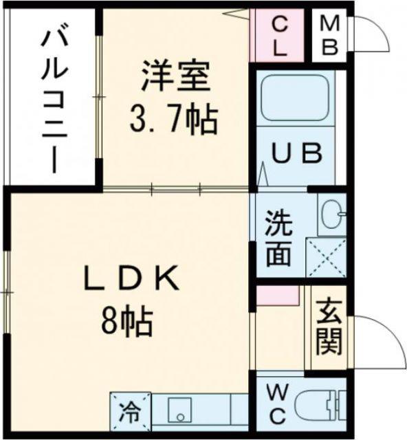 F ASECIA POLAKE(1LDK/3階)の間取り写真