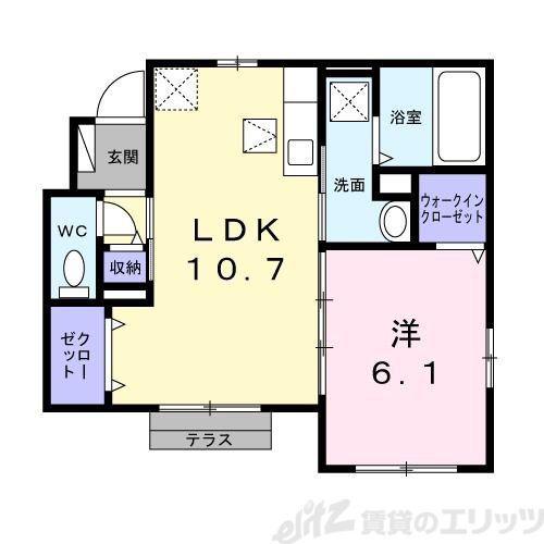 プラム江坂(1LDK/1階)の間取り写真