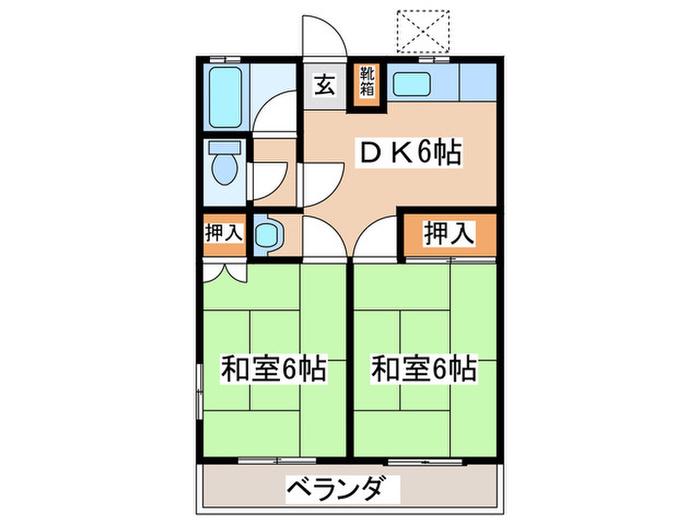 黎明荘(2DK/1階)の間取り写真