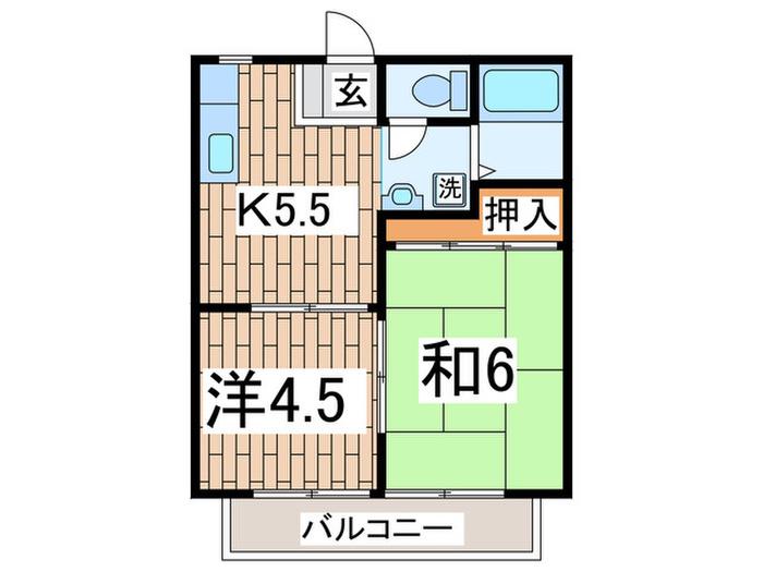 ドミールK(2K/2階)の間取り写真