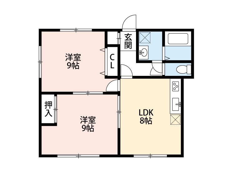 ハイツ浅井(2LDK/1階)の間取り写真